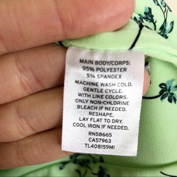 New Leith Women's Cropped Top Size L Sleeveless Square Neck Floral Print Green - Picture 6 of 9